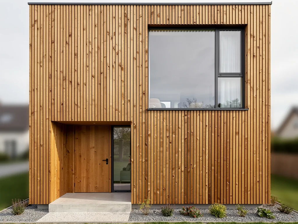 Bardage bois vertical claire-voie posé sur une isolation extérieure ventilée